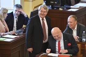 Communist Party leader Vojtěch Filip (center), photo: ČTK/Kamaryt Michal