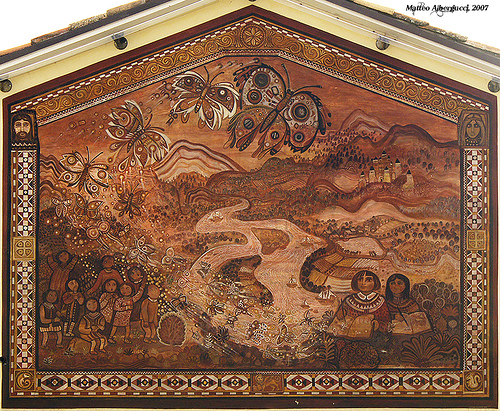 One of the frescoes on Zavřel’s house