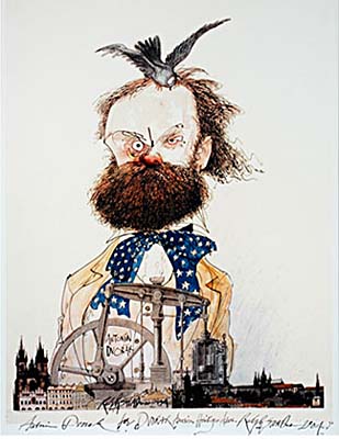 Antonín Dvořák caricature by artist Ralfh Steadman, photo: www.dvoraknyc.org