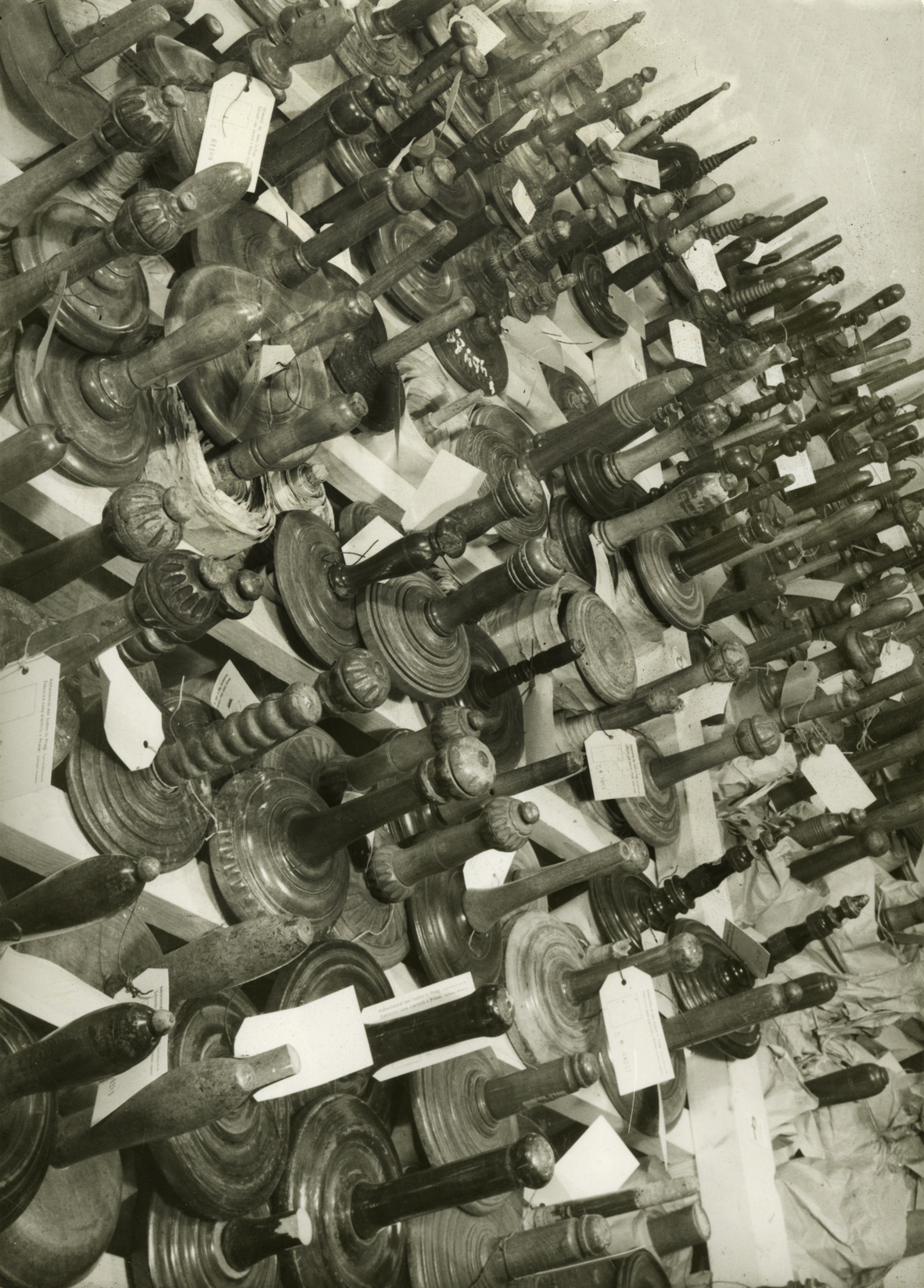 Torah scrolls stored on wooden shelves by the Central Jewish Museum (1942-1945), photo: Jewish Museum in Prague