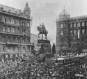 Plaza de Venceslao, en Praga, el 28 de octubre de 1918