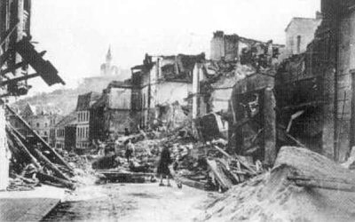 Усти-на-Эльбе после бомбежки, 1945 г.