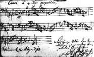 Manuscript of J. S. Bach - Canon in perpetuo motu; a musical offering