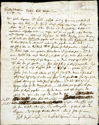 Mozart's letter to his wife Constance, photo: special.lib.gla.ac.uk