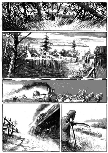 Premières planches en noir et blanc pour la BD Svoboda