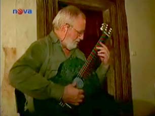 Stepan Rak playing a stone guitar