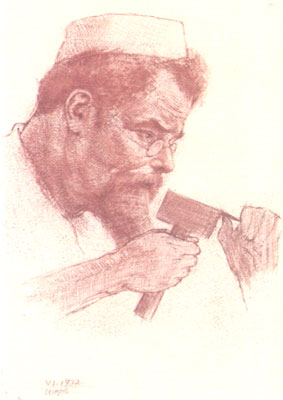 Max Klinger bei Arbeit, Leipzig 1902