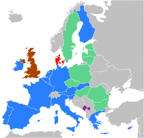 Quelle: www.wikimedia.org (blau = Eurozone)