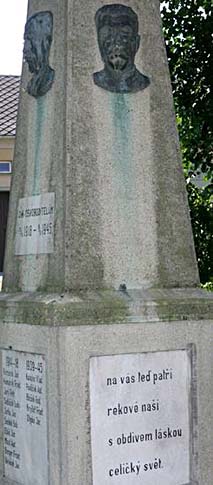 A bronze relief depicting Soviet dictator Josef Stalin on the monumet in Studenec