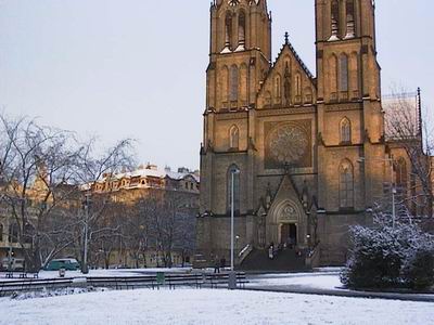 St. Ludmila-Kirche auf dem Friedensplatz in Prag-Vinohrady