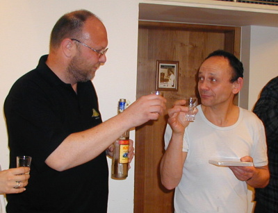 Ivan Pokorny (right) and director of the National Library Vlastimil Jezek
