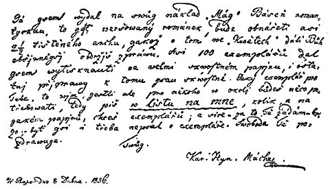 Une lettre de Karel Hynek Mácha