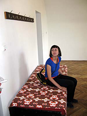 Eva Koťátková on her studio couch