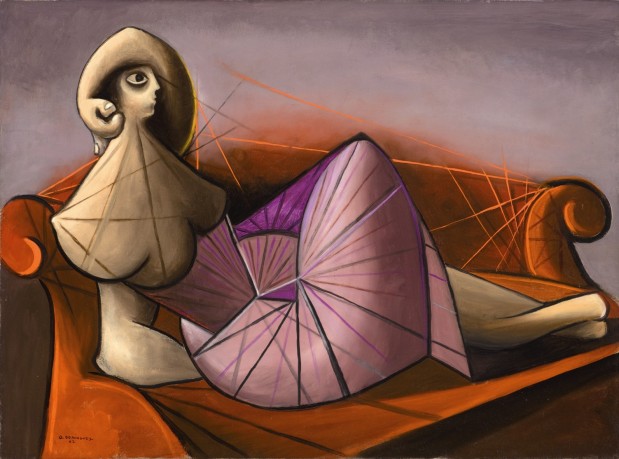 Mujer sobre sofá. Óscar Domínguez