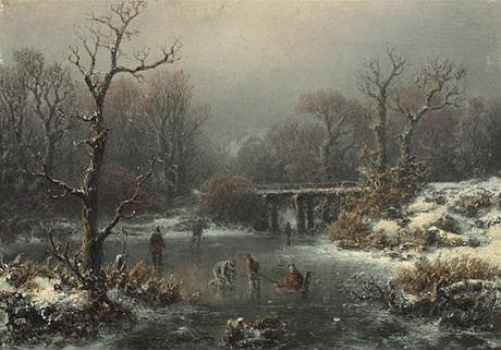 August Piepenhagen, Paysage d'hiver avec patineurs