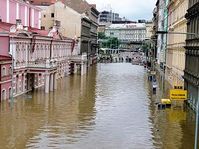 Karlin Musical Theatre during floods in 2002