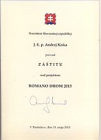 Nad projektem Romano Drom převzal v roce 2015 záštitu prezident Slovenské republiky Andrej Kiska, foto: archiv z.s. Miret