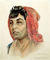 Portrét tzv. 'cikánského míšence z Německa' - akvarel Diny Gottliebové (Foto: Státní muzeum v Osvětimi)