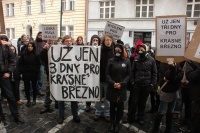 Demonstrace proti vystěhovávání z ubytovny v Ústí nad Labem - Krásném Březně před ministerstvem práce v Praze (Foto: Jana Šustová)