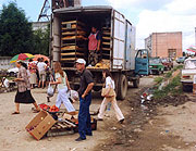 Tržiště v ukrajinské Solotvině (Foto: Jana Šustová)