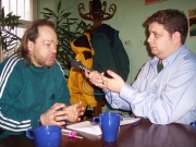 Anton Čamaj (vlevo) při rozhovoru s Janem Mišurcem