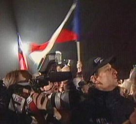 Протесты перед зданием Чешского телевидения