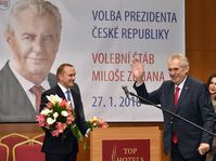 Miloš Zeman jubelt im Prager Top-Hotel (Foto: ČTK)