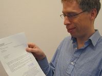 David Vaughan with a letter confirming that he has been added to the electoral roll