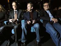 French ambassador to Czech Republic Charles Fries, Václav Havel, Miloš Forman, photo: CTK