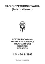 Radio Prague logo on a broadcasting schedule from first half of 1990s