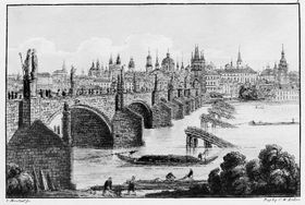 Charles Bridge, the etching according the pattern by V. Morstadt