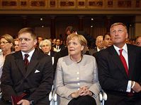 Robert Fico, Angela Merkel, Mirek Topolánek (Foto: ČTK)