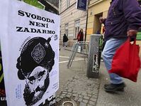 The posters depicting the controversial Danish caricature of the prophet Mohammed in Brno, photo: CTK