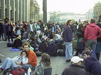 Los radicales en Praga durante la sesión del Banco Mundial y Fondo Monetario Internacional en 2000