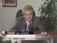 Prime Minister Milos Zeman is delivering his address to the nation on Czech public service TV