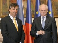 EU President Van Rompuy with Czech PM Fischer, photo: CTK