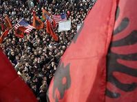 An estimated 1,000 Kosovo Albanians participate in a pro-independence rally in Kosovo's capital Pristina, photo: CTK