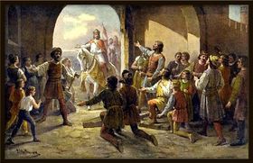 Mladistvý král Jan Lucemburský přijíždí roku 1310 do Prahy, Josef Mathauser