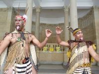 Frank Tomas Grapl Junior and Eru Haimona during the performance, photo: Kateřina Svobodová / archive of Whakaari Rotorua