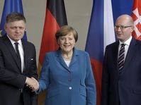 Robert Fico, Angela Merkel, Bohuslav Sobotka, photo: CTK