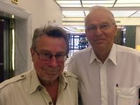 Pentti Avomaa and Marku Pekonen in Prague on the eve of the 50th anniversary of the invasion, photo: Ian Willoughby